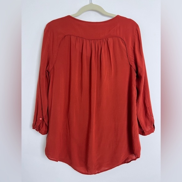 Anthropologie Maeve Rust Red Crescent Lace Street Crochet Blouse Sz 8 Bohemian - Picture 7 of 13